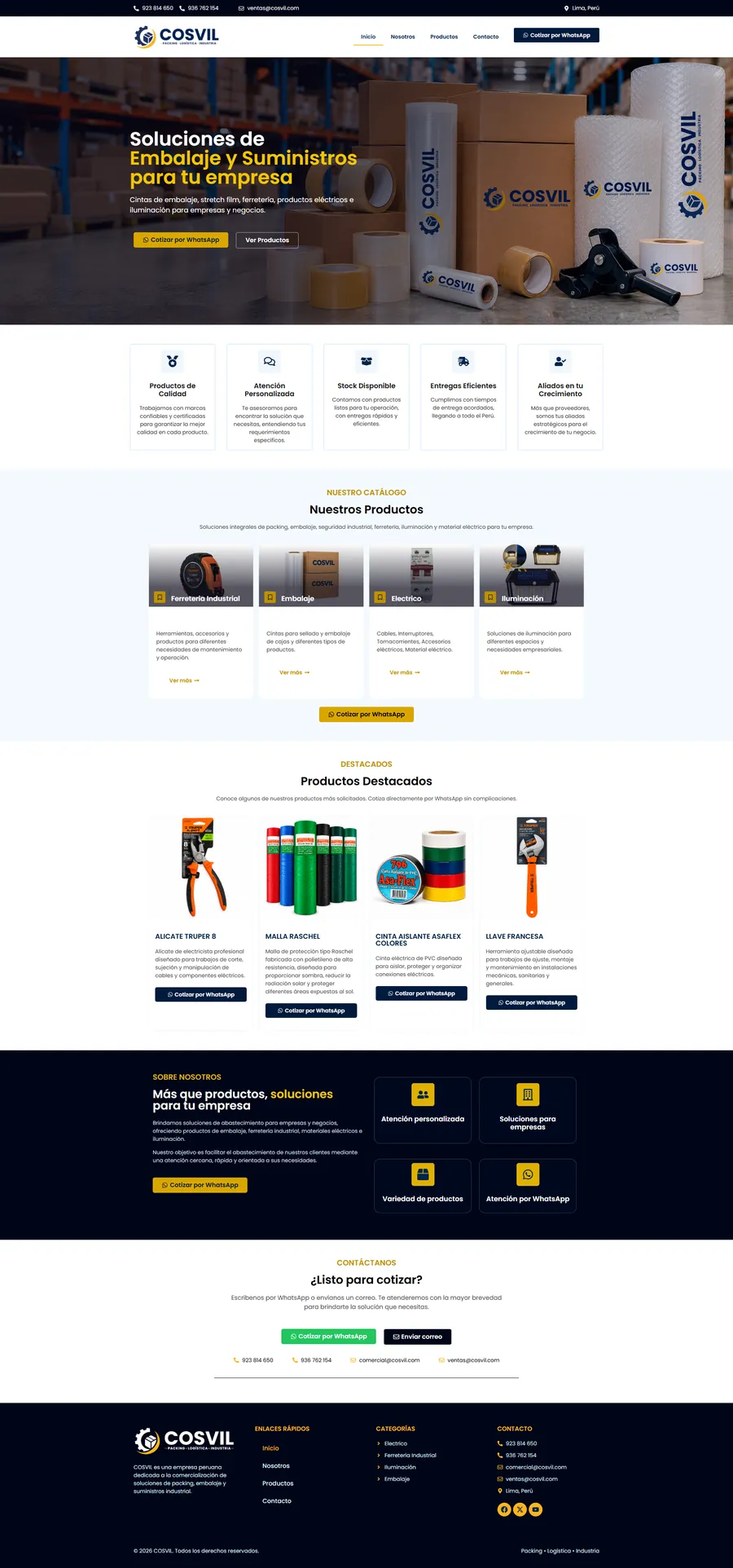 Página web de Cosvil diseñada por Kuayni