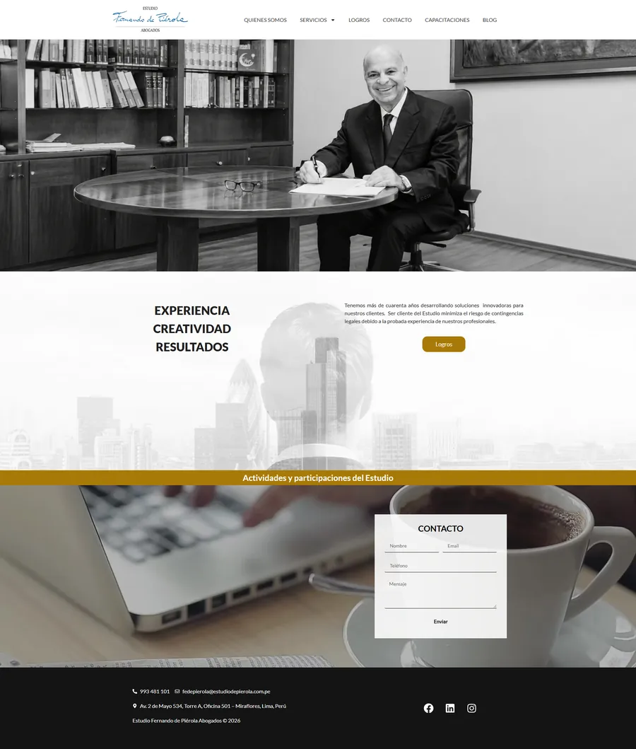 Página web de Estudio Fernando de Piérola diseñada por Kuayni