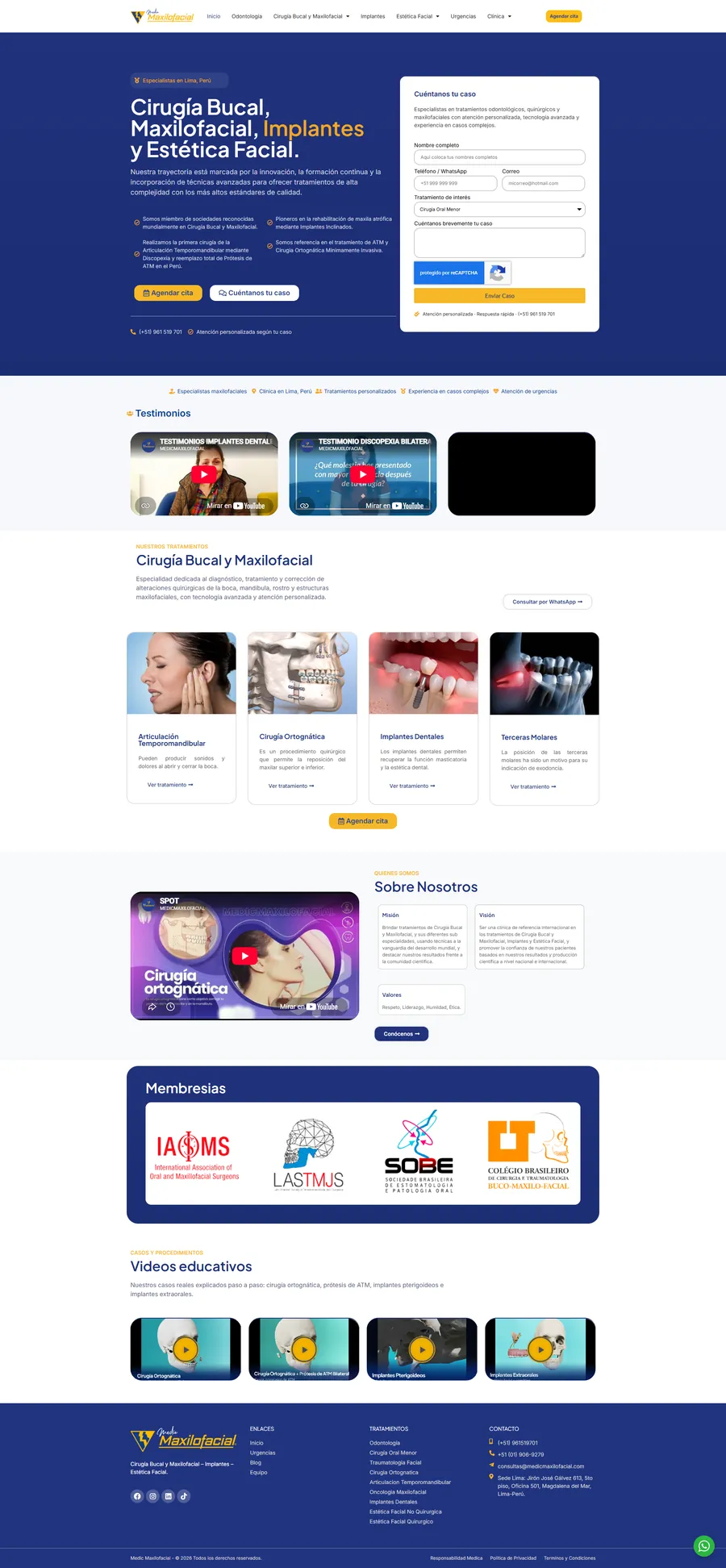 Página web de Medic Maxilofacial diseñada por Kuayni
