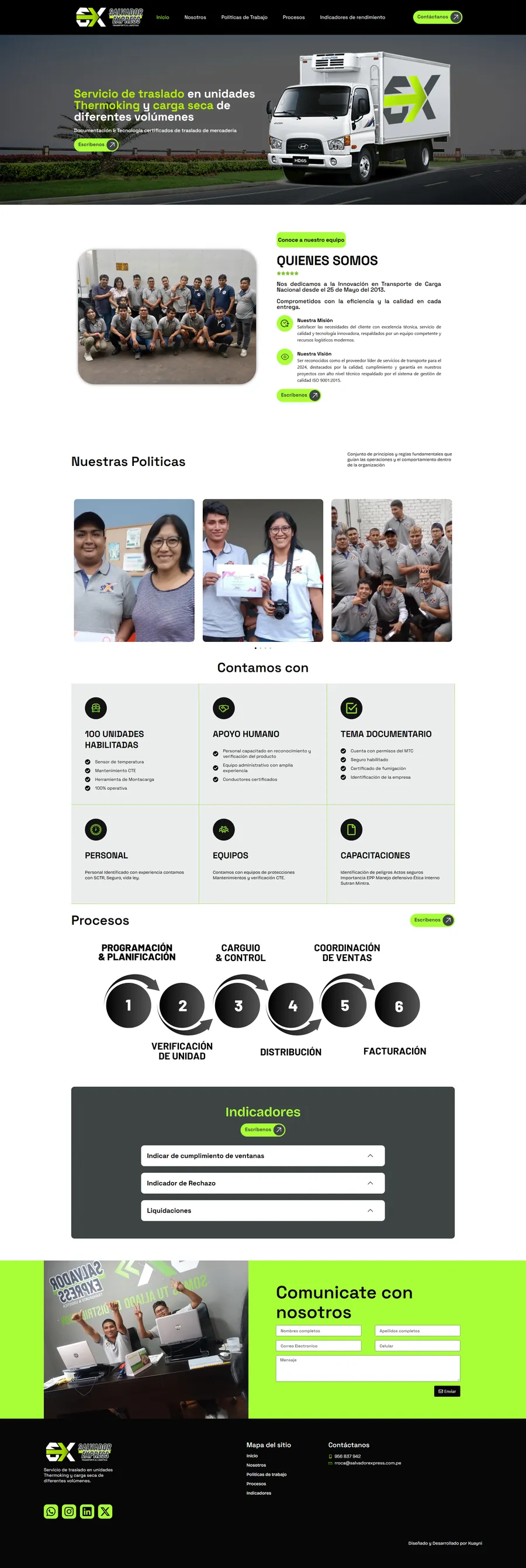 Página web de Salvador Express diseñada por Kuayni